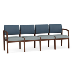 Lenox Wood Collection Reception Seating, 4 Seat Sofa, Healthcare Vinyl Upholstery, FREE SHIPPING
