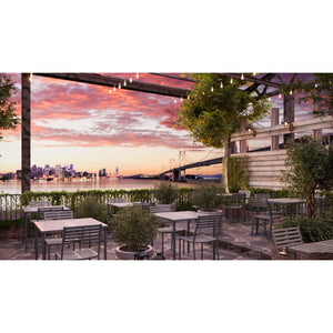 Daytona Collection Outdoor/Indoor 32" Square Steel Dining Height Table with Umbrella Hole