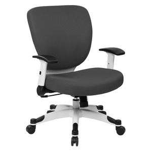 Pulsar Series White Frame Finish Manager's Chair with Padded Mesh Seat and Back, Height Adjustable Flip Arms and White Coated Nylon Base