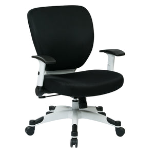 Pulsar Series White Frame Finish Manager's Chair with Padded Mesh Seat and Back, Height Adjustable Flip Arms and White Coated Nylon Base