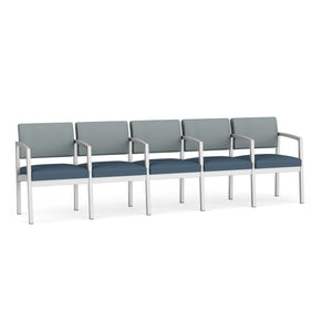 Lenox Steel Collection Reception Seating, 5 Seat Sofa  with Center Arms, Healthcare Vinyl Upholstery, FREE SHIPPING