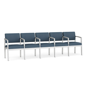 Lenox Steel Collection Reception Seating, 5 Seat Sofa  with Center Arms, Designer Fabric Upholstery, FREE SHIPPING