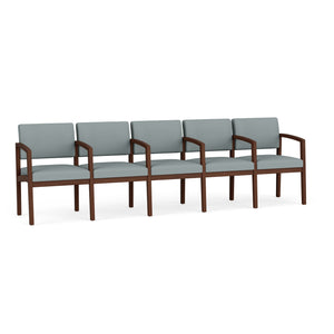 Lenox Wood Collection Reception Seating, 5 Seat Sofa  with Center Arms, Standard Vinyl Upholstery, FREE SHIPPING