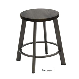 Metro Stool, Natural Steel Frame, Wood Seat, 18"H