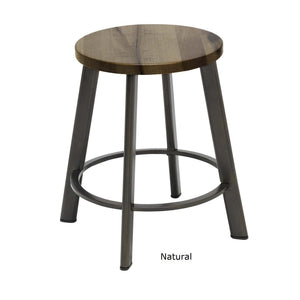 Metro Stool, Natural Steel Frame, Wood Seat, 18"H