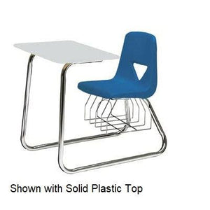 627 Series Sled Base Double Entry Combo Desk with Bookrack, 17-1/2" Seat Height, Solid Plastic Top