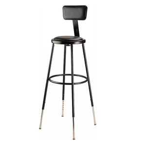 Height Adjustable Heavy Duty Vinyl Padded Steel Stool With Backrest
