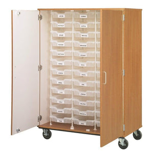 Closed Bin Mobile Storage with (36) 3" Bins, Lockable