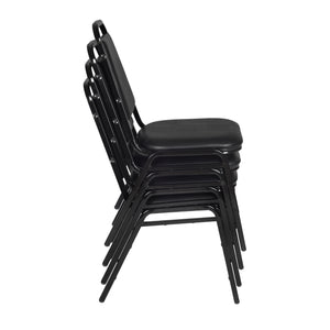 Restaurant Stacking Chair, Black Vinyl Upholstery