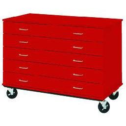Five Drawer Mobile Paper Storage Cabinet, 24 D, Lockable