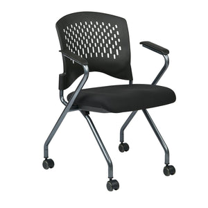 Deluxe Folding/Nesting Arm Chair with Ventilated Plastic Back