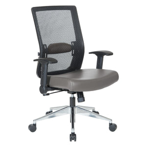 Black Matrix Back Manager's Chair with Antimicrobial Upholstered Seat, Height Adjustable Lumbar Support, Adjustable Flip Arms and Polished Aluminum Back Support and Base