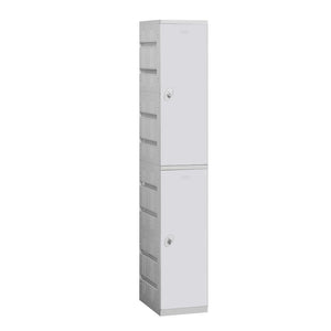 12" Wide Double Tier ABS Plastic Locker, 1 Wide, 6 Feet High, 18 Inches Deep, Gray, Assembled