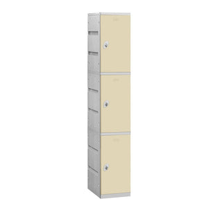 12" Wide Triple Tier ABS Plastic Locker, 1 Wide, 6 Feet High, 18 Inches Deep, Tan, Assembled