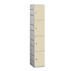 12" Wide Four Tier ABS Plastic Locker, 1 Wide, 6 Feet High, 18 Inches Deep, Tan, Assembled