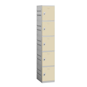 12" Wide Five Tier ABS Plastic Locker, 1 Wide, 6 Feet High, 18 Inches Deep, Tan, Assembled