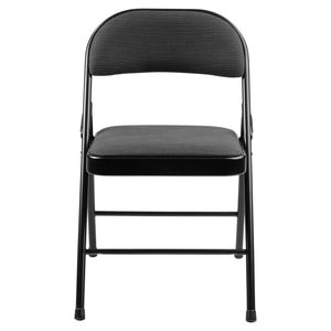 Commercialine 900 Series Fabric Padded Steel Folding Chair, Star Trail Black Fabric with Black Frame