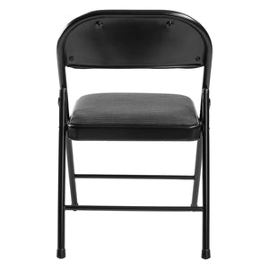 Commercialine 900 Series Fabric Padded Steel Folding Chair, Star Trail Black Fabric with Black Frame