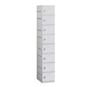 12" Wide Eight Tier ABS Plastic Locker, 1 Wide, 6 Feet High, 18 Inches Deep, Gray, Assembled