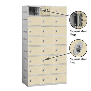 12" Wide Eight Tier ABS Plastic Locker, 3 Wide, 6 Feet High, 18 Inches Deep, Tan, Assembled
