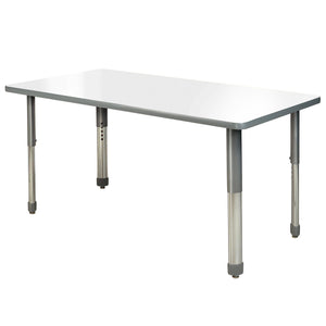 Aero Dry Erase Markerboard Activity Table, 24" x 48" Rectangle, Oval Adjustable Height Legs