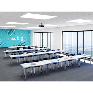 Aero Dry Erase Markerboard Activity Table, 30" x 72" Rectangle, Oval Adjustable Height Legs