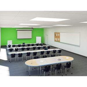Aero Dry Erase Markerboard Activity Table, 30" x 72" Rectangle, Oval Adjustable Height Legs