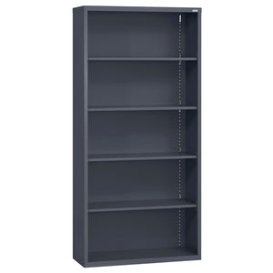 Elite Series Welded Steel 5 Shelf Bookcase, 4 Adjustable Shelves and Bottom Shelf, 36" W x 12" D x 72" H