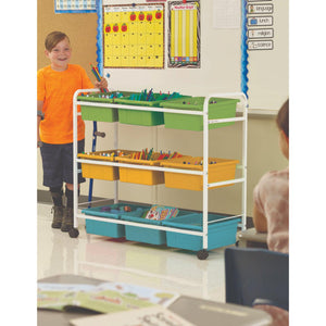 Leveled Reading Book Browser Cart with 9 Tubs,Vibrant Cool Tub Combo