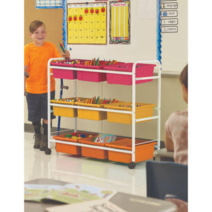 Leveled Reading Book Browser Cart with 9 Tubs, Vibrant Warm Tub Combo