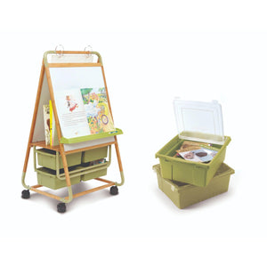 Double Sided Bamboo Teaching Easel with Lids