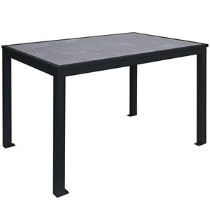 Surf Inlay Outdoor/Indoor 36" x 72" Aluminum 4-Leg Bolt-Down Dining Height Table with Laminate Inlay Top