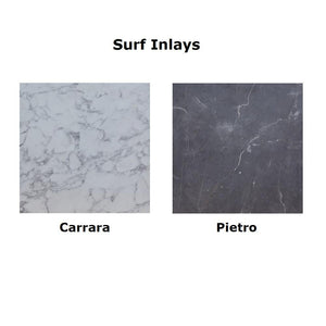 Surf Inlay Outdoor/Indoor 32" Square Aluminum 4-Leg Bolt-Down Dining Height Table with Laminate Inlay Top