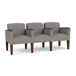 Belmont Collection Reception Seating, 3 Seats with Center Arms, Designer Fabric Upholstery, FREE SHIPPING