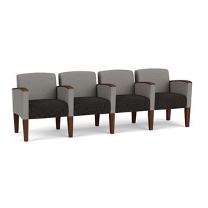 Belmont Collection Reception Seating, 4 Seats with Center Arms, Designer Fabric Upholstery, FREE SHIPPING
