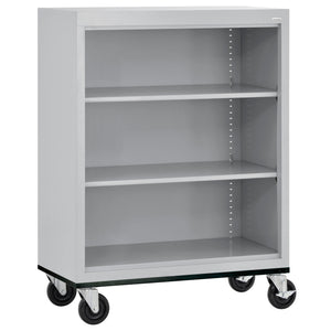 Elite Series Welded Steel Mobile 3-Shelf Mobile Bookcase, 2 Adjustable Shelves and Bottom Shelf, 36" W x 18" D x 42" H