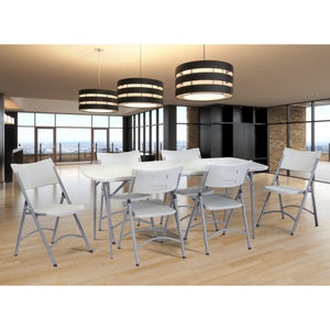 Heavy Duty Fold-in-Half Plastic Folding Table, Speckled Grey