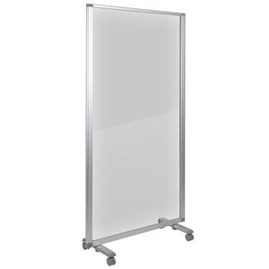 Transparent Acrylic Mobile Partition with Lockable Casters, 36" W x 72" H