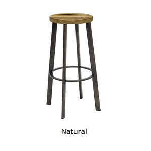 Metro Stool, Natural Steel Frame, Wood Seat, Bar Height, 30"H
