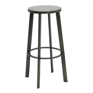 Metro Stool, Natural Steel Frame, Steel Seat, Bar Height, 30"H