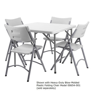 Heavy Duty "Smooth Top" Square Blow-Molded Plastic Folding Table, 36" x 36", Speckled Grey Top, Grey Frame