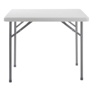 Heavy Duty "Smooth Top" Square Blow-Molded Plastic Folding Table, 36" x 36", Speckled Grey Top, Grey Frame
