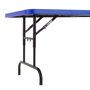 "All American Colors" Height Adjustable Heavy Duty "Smooth Top" Blow-Molded Plastic Folding Table