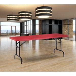 "All American Colors" Height Adjustable Heavy Duty "Smooth Top" Blow-Molded Plastic Folding Table