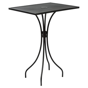 Barnegat Collection Outdoor/Indoor Black Steel 24" x 32" Bar Height Table with Umbrella Hole