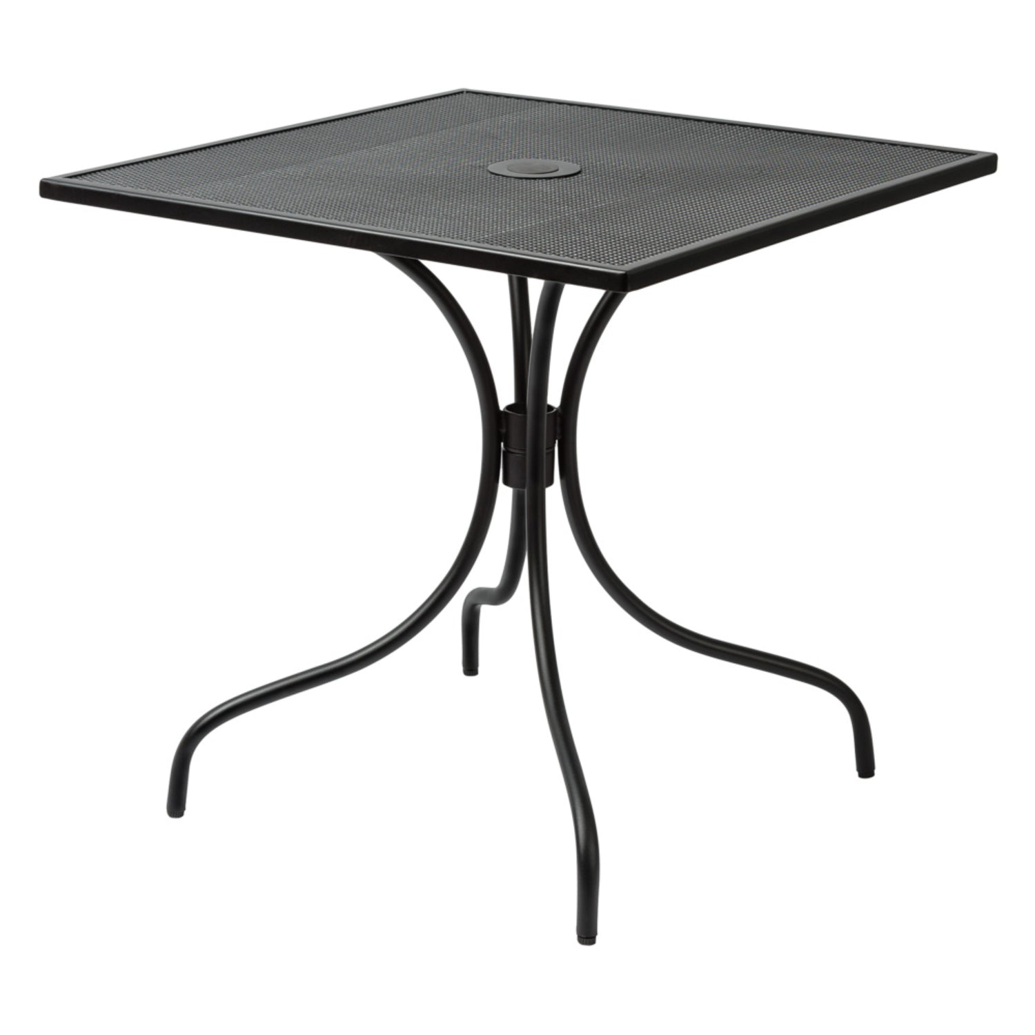 Barnegat Collection Outdoor/Indoor Black Steel 30" Square Dining Height Table with Umbrella Hole