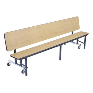 Mobile Convertible Bench Cafeteria Table, 6'L, Plywood Core, Vinyl T-Mold Edge, Textured Black Frame