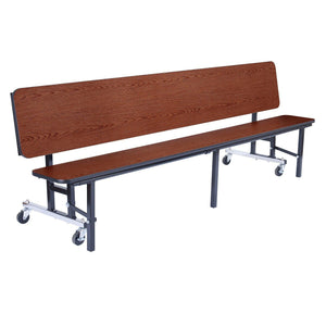 Mobile Convertible Bench Cafeteria Table, 6'L, MDF Core, Black ProtectEdge, Textured Black Frame
