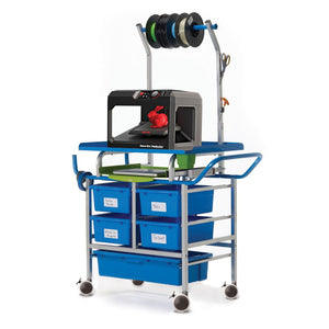3D Printer Cart, Premium Model with 4 Open Tubs and 1 Really Big Tub
