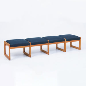 Classic Series Solid Oak Reception Seating, 4 Seat Bench, Healthcare Vinyl Upholstery, FREE SHIPPING